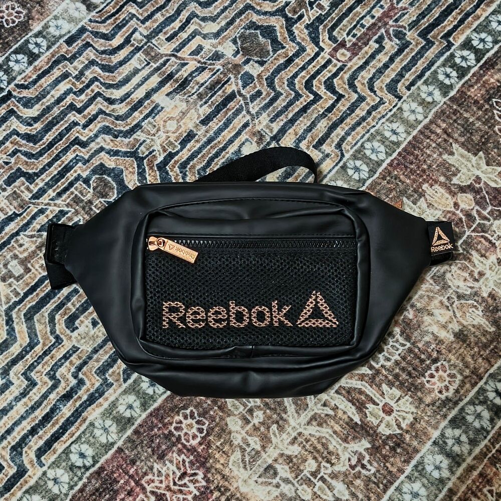 Black Faux Leather Reebok Belt Bag/Hip Pack/Fanny Pack